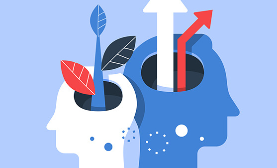 Graphic of two human profiles