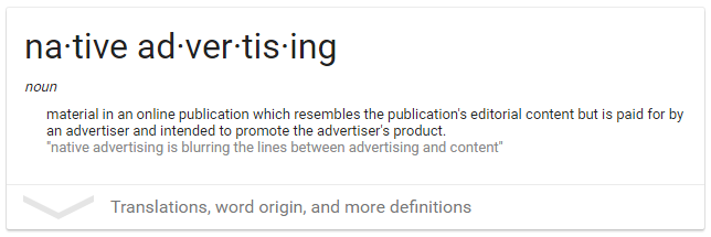 Definition of Native Advertising