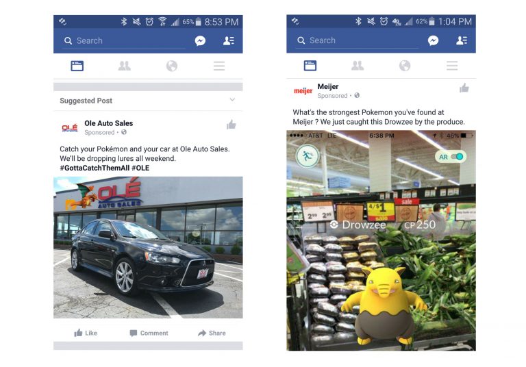 Examples of ads using Pokeomon Go