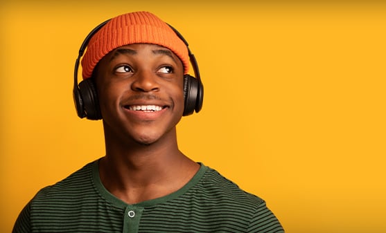 Man listening to headphones